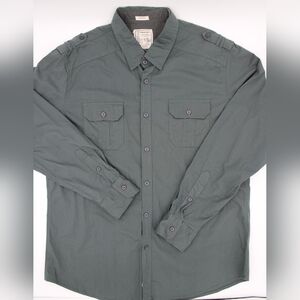 Alexander Julian Men’s XL Utility Button-Up Shirt Olive/grey